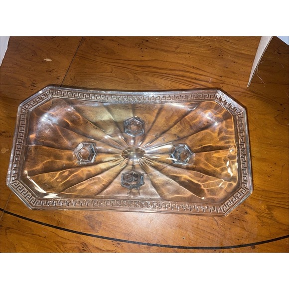 Unmarked Other - Antique EAPG  Clear Glass Celery Dish With Greek Key Design And 4 Feet